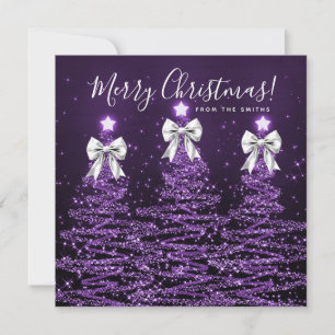 Cartes Pour Fêtes Annuelles Arbres de Noël violets de vacances salutation arge