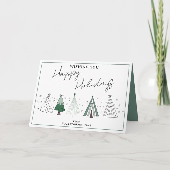 Cartes Pour Fêtes Annuelles Arbres de Noël Whimsical Business Logo Entreprise (Devant)