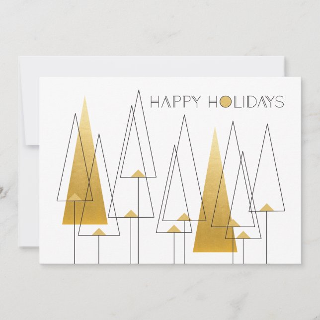 Cartes Pour Fêtes Annuelles Arbres de vacances Art déco (Devant)