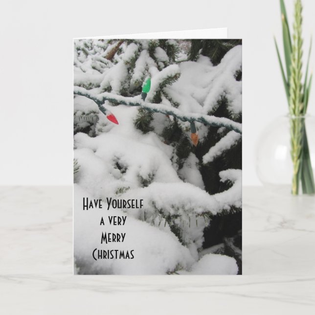 Cartes Pour Fêtes Annuelles Arbres d'hiver avec neige et lumières (Devant)