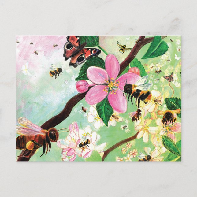 Cartes Pour Fêtes Annuelles Arbres en fleurs pour abeilles et autres pollinisa (Devant)