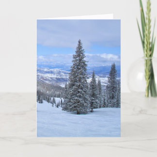 Cartes Pour Fêtes Annuelles Arbres et montagnes couverts de neige