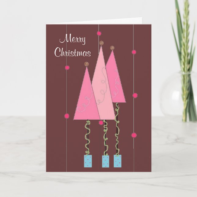 Cartes Pour Fêtes Annuelles Arbres lunatiques roses (Devant)