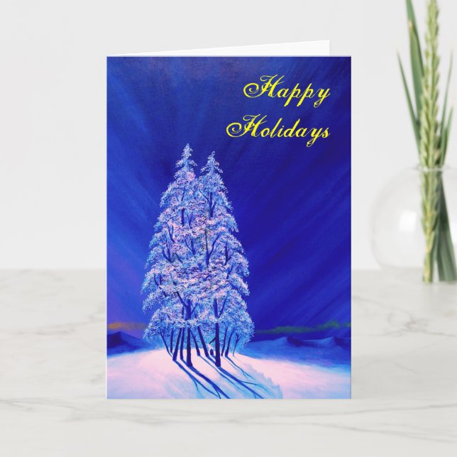 Cartes Pour Fêtes Annuelles Arbres pourpres isolés (Devant)