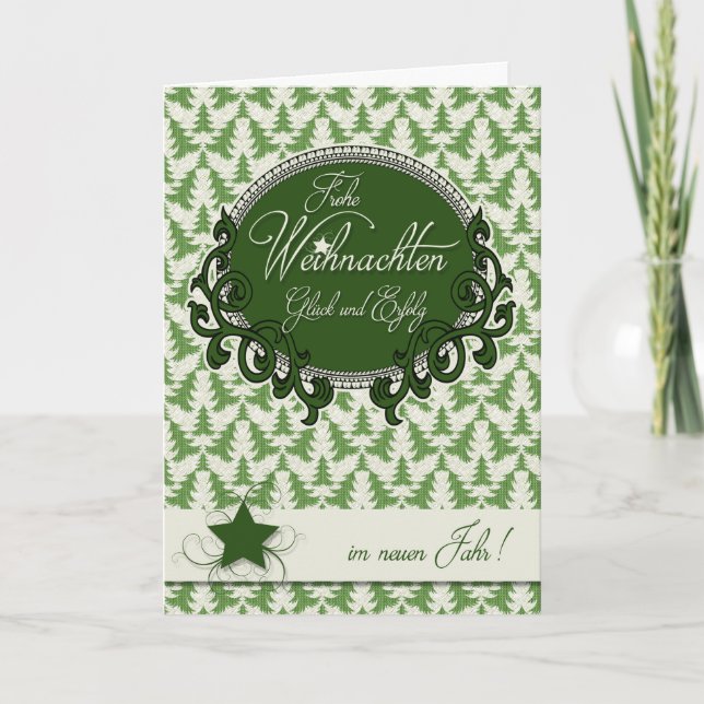 Cartes Pour Fêtes Annuelles Arbres verts allemands rétro (Devant)