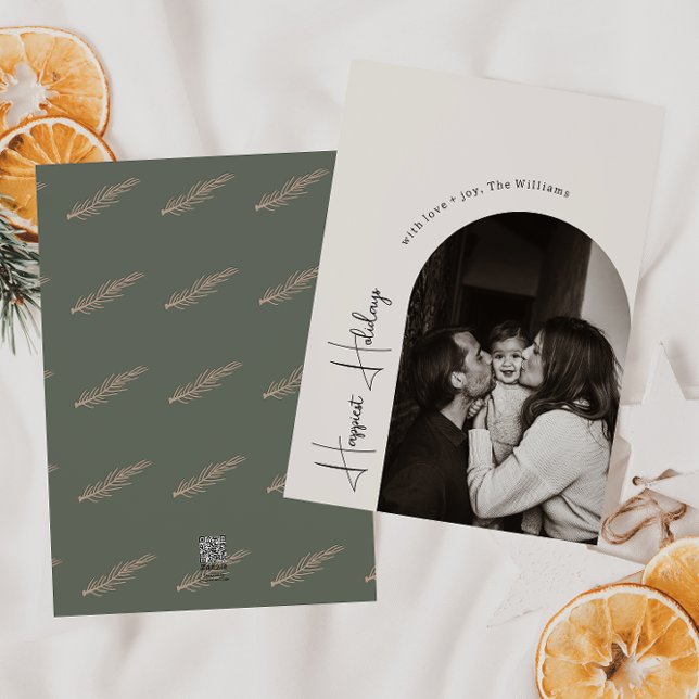 Cartes Pour Fêtes Annuelles Arc de Boho moderne Vacances vertes les plus heure (Créateur téléchargé)