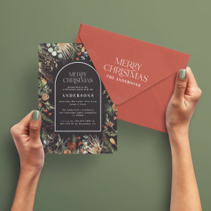 Cartes Pour Fêtes Annuelles Arc de Noël aquarelle botanique Noël Holi