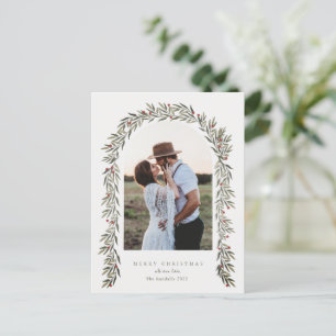 Cartes Pour Fêtes Annuelles Arc de verdure Script moderne Photo Noël