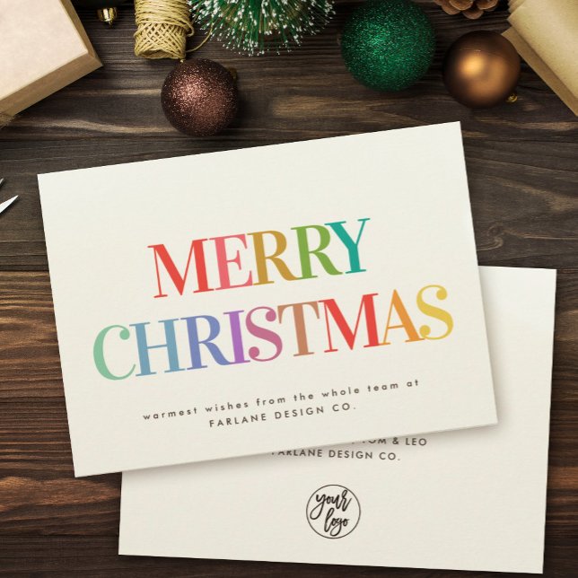 Cartes Pour Fêtes Annuelles Arc en ciel moderne Joyeux Noël Petite entreprise (Créateur téléchargé)