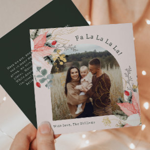 Cartes Pour Fêtes Annuelles Arc Floral Rose Fa La La La La One Photo