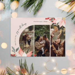 Cartes Pour Fêtes Annuelles Arc Floral Rose Joie Dans Toutes Les Choses Trois 