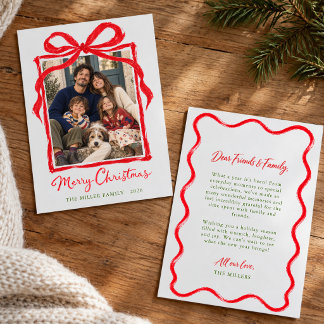 Cartes Pour Fêtes Annuelles Arc manuscrite simple et unique pour photo de Noël