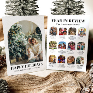 Cartes Pour Fêtes Annuelles Arc moderne année en revue Photo de famille Noël