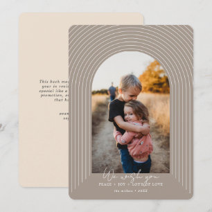 Cartes Pour Fêtes Annuelles Arc moderne Beige Noël photo verticale