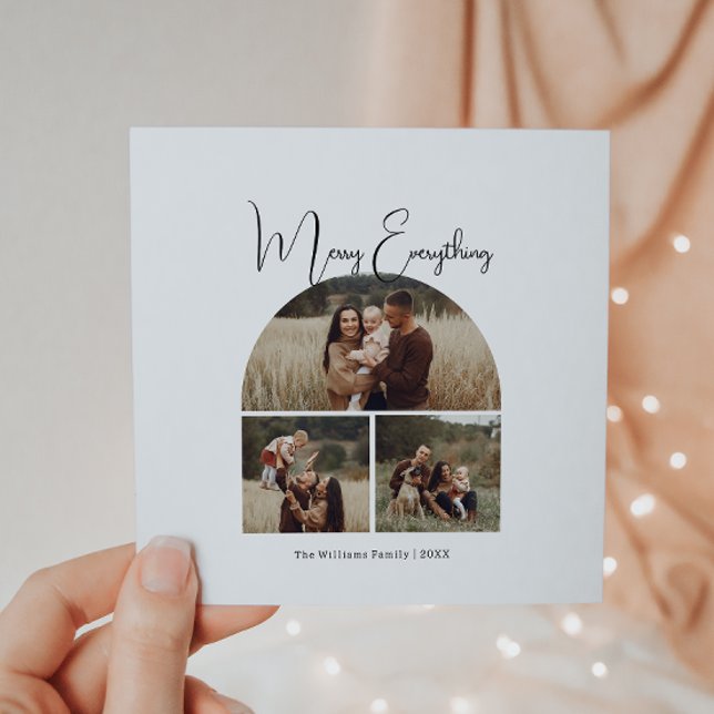 Cartes Pour Fêtes Annuelles Arc moderne Boho Merry Tout Trois Photo (Créateur téléchargé)