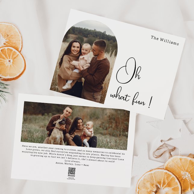 Cartes Pour Fêtes Annuelles Arc moderne Boho Oh What fun Two Photo (Créateur téléchargé)