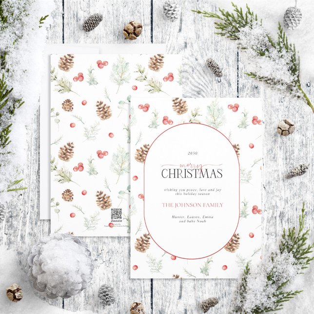 Cartes Pour Fêtes Annuelles Arc moderne coton hiver verdure Joyeux Noël (Créateur téléchargé)