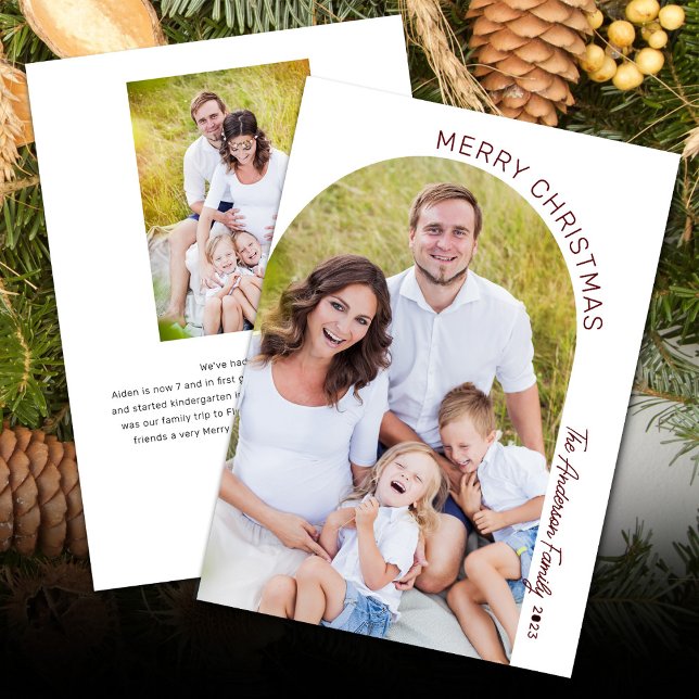 Cartes Pour Fêtes Annuelles Arc moderne élégant 2 Photo Noël (Créateur téléchargé)