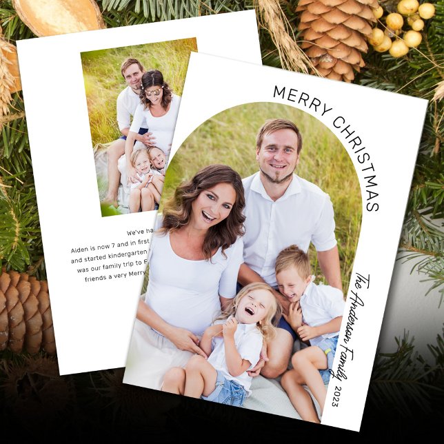Cartes Pour Fêtes Annuelles Arc moderne élégant 2 Photo Noël (Créateur téléchargé)