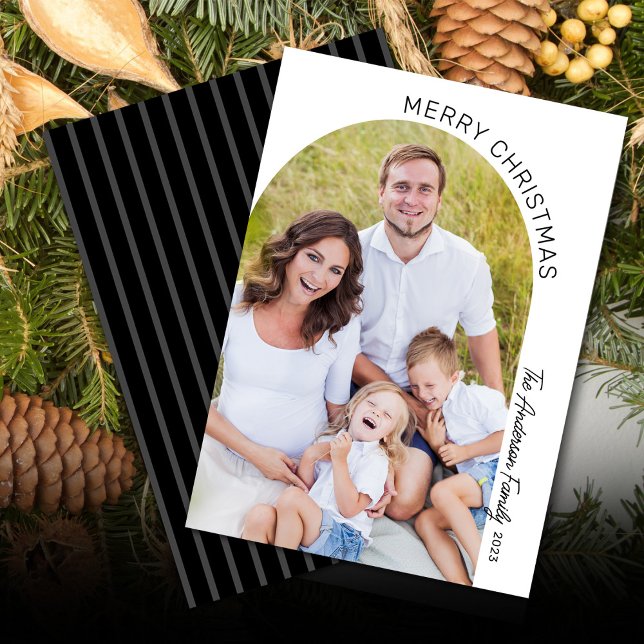 Cartes Pour Fêtes Annuelles Arc moderne élégant photo Noël (Créateur téléchargé)