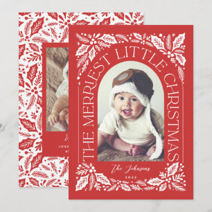 Cartes Pour Fêtes Annuelles Arc photo de baie de Noël le plus joyeux Rouge