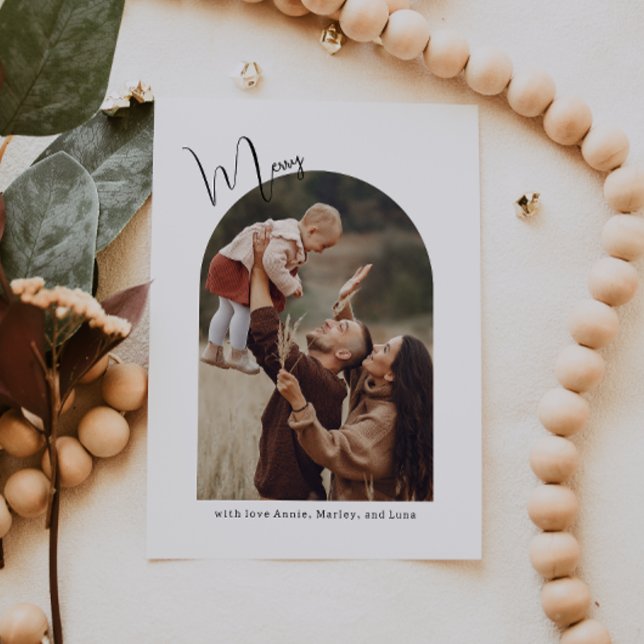 Cartes Pour Fêtes Annuelles Arch Boho moderne Joyeux une photo (Créateur téléchargé)