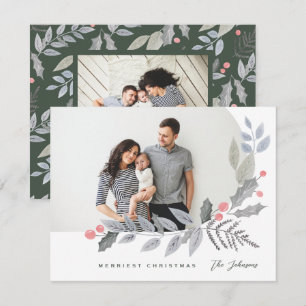 Cartes Pour Fêtes Annuelles Arch Holly Berry Feuilles Photo de Noël