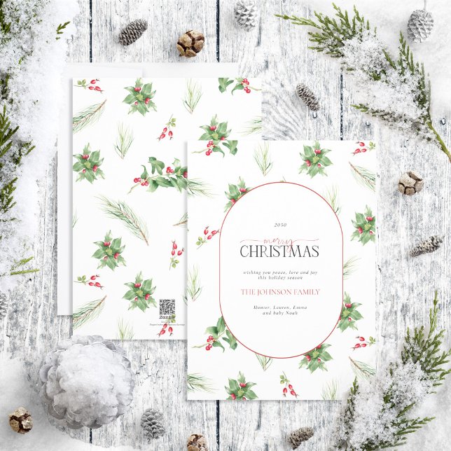Cartes Pour Fêtes Annuelles Arch moderne Holly Berry Joyeux Noël (Créateur téléchargé)