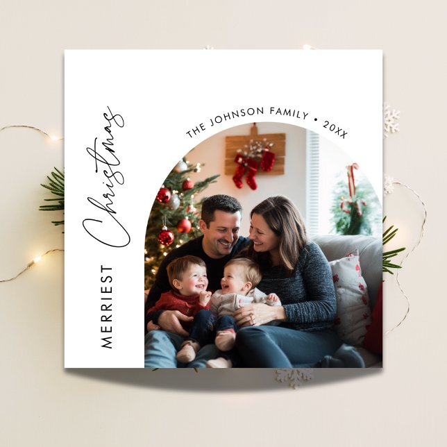 Cartes Pour Fêtes Annuelles Arch Photo Merriest Christmas Family With Baby  (Créateur téléchargé)