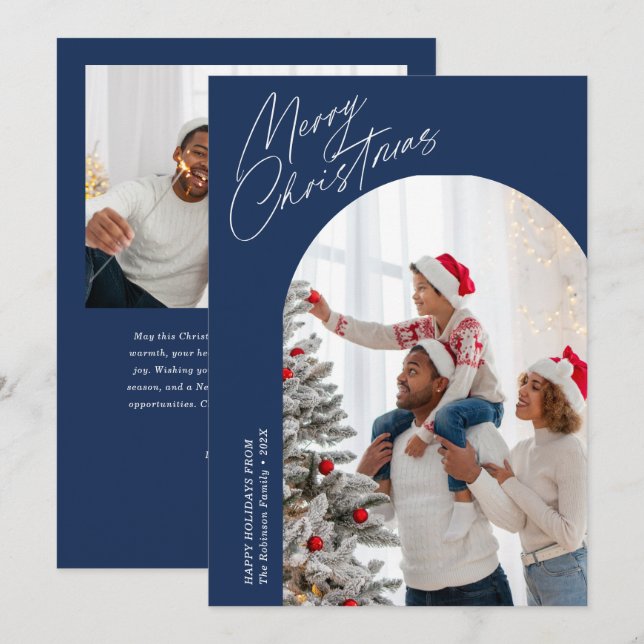 Cartes Pour Fêtes Annuelles arche de noël bleu (Devant / Derrière)
