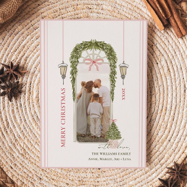 Cartes Pour Fêtes Annuelles Arche de Noël Coquette Grandmillennial Chic Photo (Créateur téléchargé)
