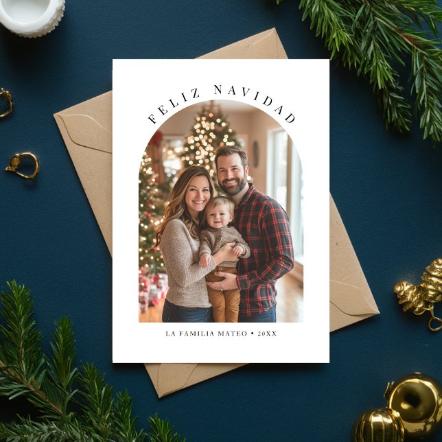 Cartes Pour Fêtes Annuelles Arche de Noël espagnole Photo Feliz Navidad Red (Créateur téléchargé)