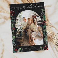 Arche en feuillage foncé chic 1 Photo Famille Noël