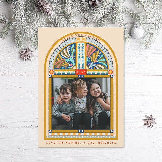 Cartes Pour Fêtes Annuelles Arche en verre tendu Élégante photo de Noël (Créateur téléchargé)