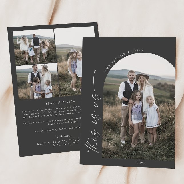 Cartes Pour Fêtes Annuelles Arche moderne Boho | Grey C'Est Nous Photo (Créateur téléchargé)