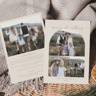 Cartes Pour Fêtes Annuelles Arche moderne | Cream Photo Collage Famille Noël