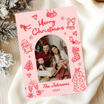 Arche photo de Noël dessinée à la main fantaisiste