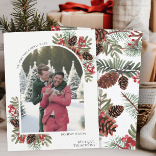 Cartes Pour Fêtes Annuelles Arche photo Holly Jolly Pine Cônes & Berries