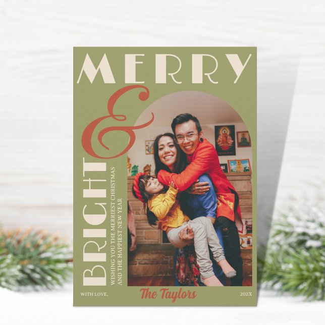 Cartes Pour Fêtes Annuelles Arche photo moderne Retro Grunge Noël (Créateur téléchargé)