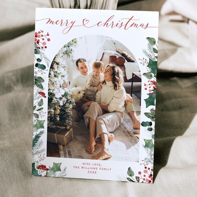 Cartes Pour Fêtes Annuelles Arche photo unique du feuillage de Noël (Créateur téléchargé)