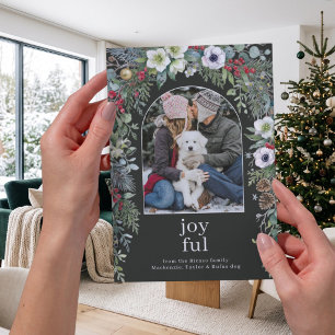 Cartes Pour Fêtes Annuelles Arche photographique de Noël botanique joyeux pers