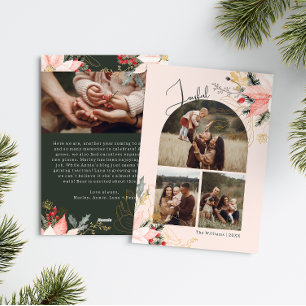 Cartes Pour Fêtes Annuelles Arche rose Floral Joyeux Quatre Photo Noël