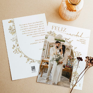 Cartes Pour Fêtes Annuelles Arche vintage en or Photo Feliz Navidad