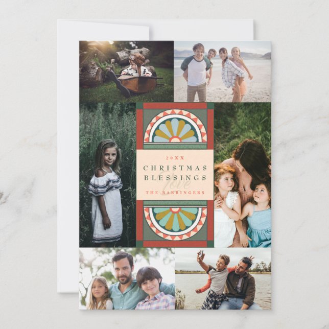 Cartes Pour Fêtes Annuelles Arches Centrales Élégant Noël Multi Photo Vacances (Devant)