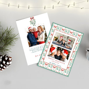 Cartes Pour Fêtes Annuelles Arcs, Rubans & Gui Aquarelle Deux Photos