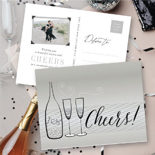 Cartes Pour Fêtes Annuelles Argent Champagne Acclamations Pétillant Nouvelle A