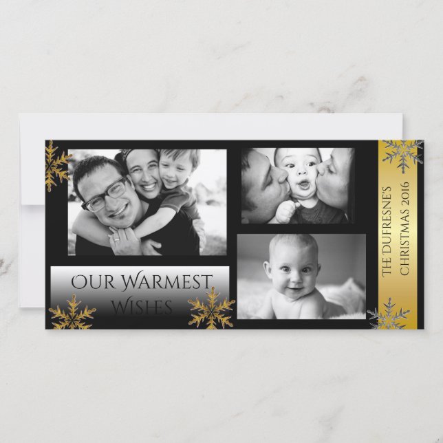 Cartes Pour Fêtes Annuelles Argent et or classique (Devant)