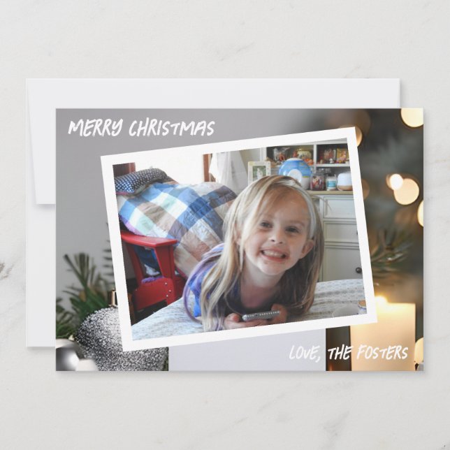 Cartes Pour Fêtes Annuelles Argent et or Noël Arbre photo vacances (Devant)