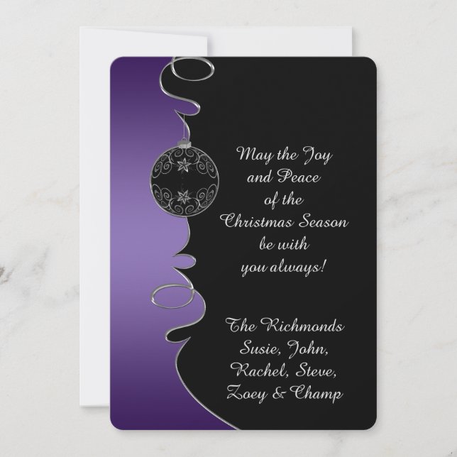 Cartes Pour Fêtes Annuelles Argent violet Dégradé Fils Ornés Noël (Devant)