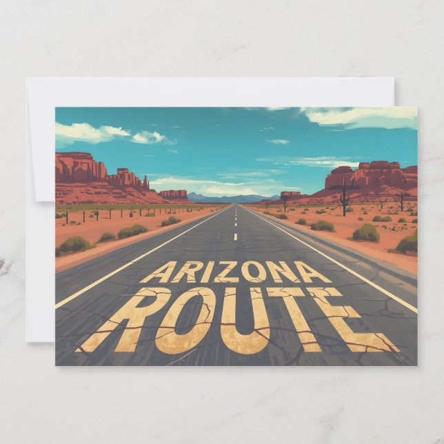 Cartes Pour Fêtes Annuelles Arizona Route Desert Road Graphic Art (Devant)